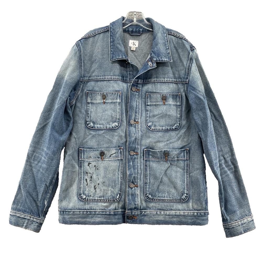 Calvin Klein Jeans Jacket Men Large Denim 90s Classic Streetwear Preppy Workwear